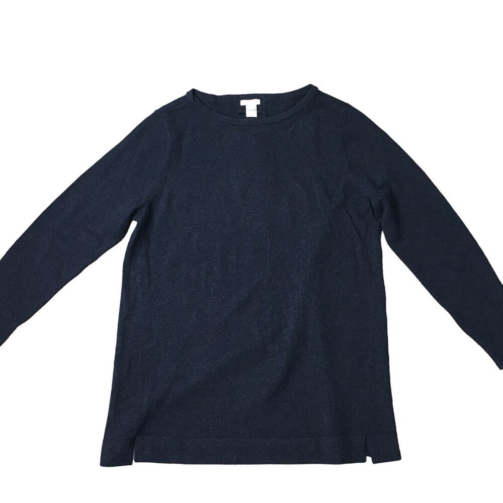 J. Jill Cashmere Women's Pullover Long Sleeve Sweater Soft Knit Dark Blue Large
